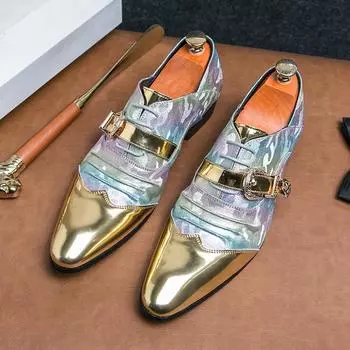 Модные британские блестящие золотистые мужские туфли с острым носком, кожаные туфли «Челси», деловые туфли для мужчин, дизайнерская обувь класса люкс для вечеринок и свадеб 38