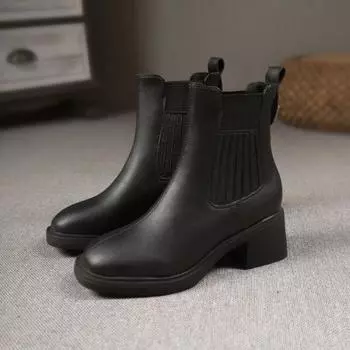 Модные британские ботильоны из искусственной кожи на платформе для женщин весна-осень в стиле ретро с мягкой подошвой, повседневные дизайнерские женские эластичные ботинки 35