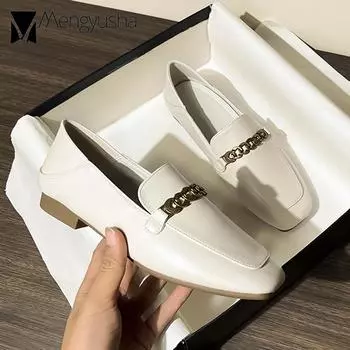 Модные британские мягкие кожаные мокасины женские металлические цепочки на плоской подошве удобные мокасины женские туфли-оксфорды на низком каблуке женские фирменные кроссовки 5 абрикосовый