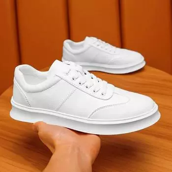 Модные британские мужские кожаные повседневные туфли, легкие уличные кроссовки, модные классические нескользящие туфли для сноуборда, плоские дизайнерские вулканизированные туфли 39 чёрный