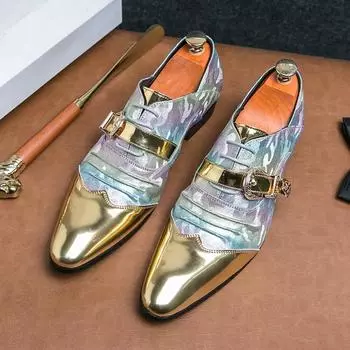 Модные британские стильные блестящие золотистые мужские туфли из натуральной кожи, формальные туфли «Челси» для мужчин, дизайнерская обувь класса люкс для вечеринок и свадеб 38