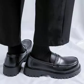 Модные британские туфли Дерби на толстой подошве для мужчин в минималистском стиле для офиса, на открытом воздухе, для вечеринок. Лидер продаж. Мужская обувь. 38 чёрный