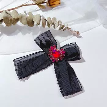 Модные броши-банты из тканевой ленты для женщин, броши-банты ручной работы с кристаллами для воротника рубашки, роскошные свадебные украшения, подарки розовый