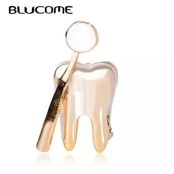 Модные броши Blucome, зеркало для рта, эмаль, ювелирные изделия золотого цвета, детский женский свитер для вечеринки, шарф, одежда, пальто, подарки серебряный