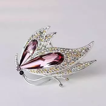 Модные броши-булавки в виде бабочки со стразами для женской одежды, аксессуары в подарок 1pc