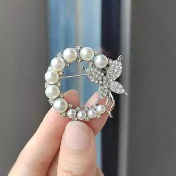 Модные броши из жемчуга и страз для женщин в стиле барокко, модные булавки-бабочки, аксессуары для одежды, свадебные подарки золотой