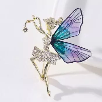 Модные броши со стразами в виде ангела, блестящие роскошные женские металлические броши, металлические значки с героями мультфильмов, эмалированные броши на булавке для одежды PD833 синий
