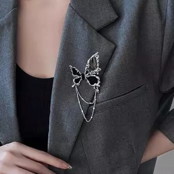 Модные броши в виде бабочки из кристаллов для женщин, цепочка с кисточками, значки на лацкан, значки на костюм, вечеринка, свадьба, одежда, аксессуары, ювелирные изделия, подарки