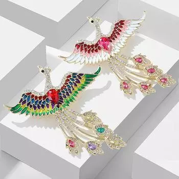 Модные броши в виде летящего феникса со стразами для женщин, одежда, пальто, ювелирные изделия, аксессуары, подарки A