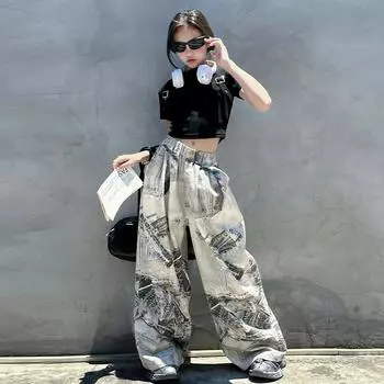 Модные брюки для девочек, летние новые детские повседневные джинсовые брюки 120 синий