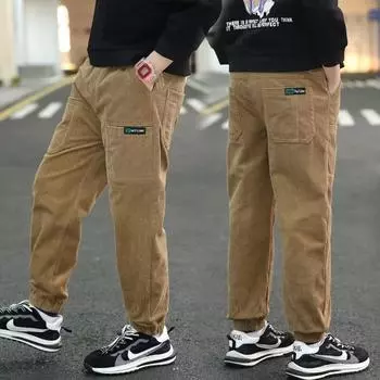 Модные брюки для мальчиков, подходящие для полных: Модные брюки весна/осень 2023 для детей среднего и большого возраста M темно-серого