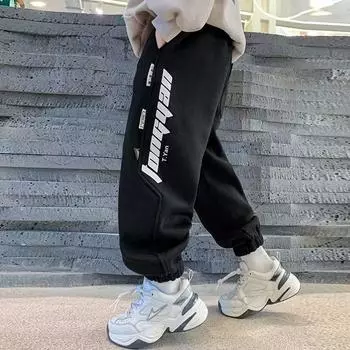 модные брюки для малышей и мальчиков, брюки с эластичной резинкой на талии, детские спортивные брюки, спортивные штаны из хлопка, детские повседневные брюки для малышей 110 серый