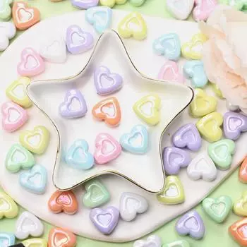 Модные бусины 10 шт. 3D Сердце Любовь Браслет Серьги Изготовление Креативных ювелирных изделий своими руками Акриловый материал Ручная работа УФ-ослепление Цвет Вогнутые синий