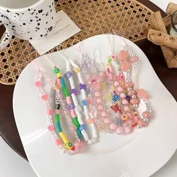 Модные бусины, цепочка для телефона, разноцветный ремешок для мобильного телефона, ремешок для женщин и девочек, анти-потерянная цепочка для мобильного телефона, подвесной веревочный брелок на запястье