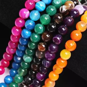 Модные бусины-разделители DIY аксессуары бусины 40/30/20/5 шт. полосатые агаты для изготовления ювелирных изделий камень 4/6/8/10/12 мм цепочка для мобильного телефона для ювелирных аксессуаров 6mm/30Pcs оранжевый