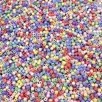 Модные бусины ручной работы, 200 шт., 4 мм, свободные бусины, аксессуары для бисера, ювелирные аксессуары, сделай сам, для браслета, ожерелья, акриловые квадратные