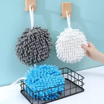 Модные быстросохнущие кухонные полотенца для ванной комнаты, синель, плюшевое полотенце для рук, кухня, ванная комната, синель, подвесное полотенце, мягкое полотенце для сухих рук, мяч серый