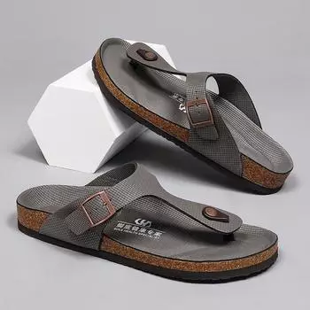 Модные быстросохнущие повседневные шлепанцы мужские летние нескользящие уличные сандалии ультратонкие фанерные тапочки новые для отдыха и прогулок мужские полутапочки 36 чёрный