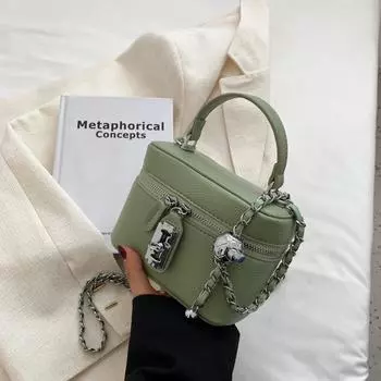 Модные цепочки, сумки через плечо, модные сумки из искусственной кожи с застежкой-молнией, однотонные женские мини-сумки квадратной формы