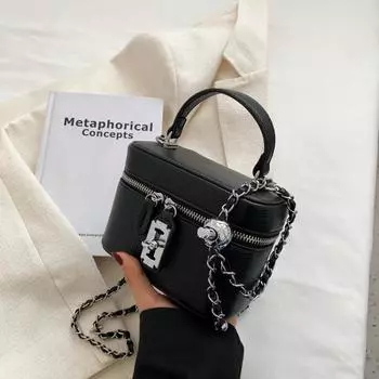 Модные цепочки, сумки через плечо, модные сумки из искусственной кожи с застежкой-молнией, однотонные женские мини-сумки квадратной формы