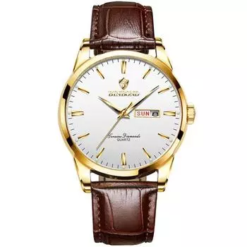 Модные часы для мужчин, лучший бренд класса люкс, кварцевые часы для мужчин, кожаный ремешок, автоматическая дата, неделя, водонепроницаемые, деловые, повседневные, мужские наручные часы