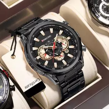 Модные часы повседневные часы деловые мужские кварцевые часы календарь роскошные водные хронограф спортивные мужские наручные часы