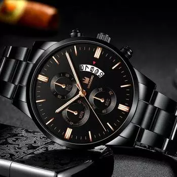 Модные часы унисекс с календарем, металлическим ремешком, хронографом, кварцевые часы, мужские часы Montre Homme, деловые, роскошные, из нержавеющей стали, спортивные часы Silver розового золота