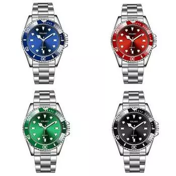 Модные часы YOLAKO Submariner из нержавеющей стали - без календаря синий