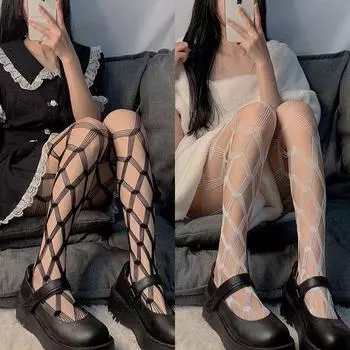 Модные черные чулки в сеточку: Сексуальный, универсальный, летний, лучше меньше, да лучше. One Size белый