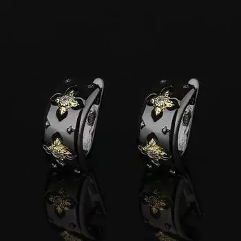 Модные черные и золотые двухцветные ювелирные изделия, серьги в форме креста, ювелирные изделия в стиле панк, серьги со звездами, ювелирные серьги для женщин чёрный