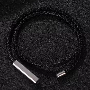 Модные черные кожаные браслеты мужские многослойные плетеные веревочные браслеты для мужчин женские браслеты ювелирные изделия 165mm чёрный