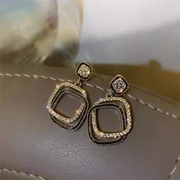 Модные черные квадратные серьги-подвески для женщин и девушек, подарочные украшения оптом