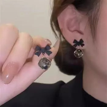 Модные черные серьги-бантики для женщин, серьги, ювелирные изделия, подарок девушке, Brincos