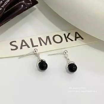 Модные черные серьги-капли из бисера для женщин, простые и модные, повседневные, универсальные серьги для доставки