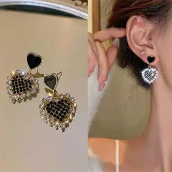 Модные черные серьги-подвески Love для женщин и девушек, подарочные украшения оптом