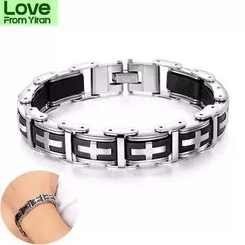 Модные черные силиконовые крестовые мужские браслеты для здоровья магнитные мужские браслеты браслеты из нержавеющей стали мужские ювелирные изделия