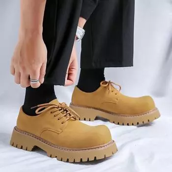 Модные черные туфли-дерби на толстой подошве, полукожаные туфли-дерби для мужчин, роскошные дизайнерские туфли на платформе, повседневные туфли, свадебные туфли-оксфорды 38 коричневый