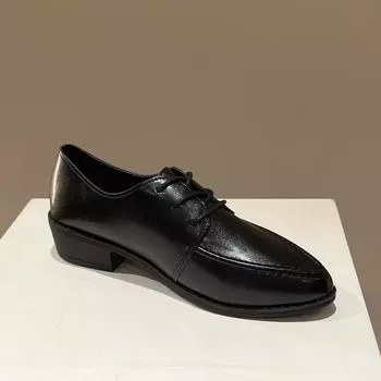 Модные черные туфли из искусственной кожи большого размера с острым носком для женщин, весна-осень, новые дизайнерские повседневные туфли-лоферы для женщин в британском стиле, кружевная обувь для женщин 36