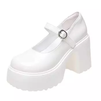 Модные черные туфли Мэри Джейн на очень высоком каблуке для женщин 2024 года, готические туфли на толстой платформе, женские туфли больших размеров с пряжкой на щиколотке в стиле Лолиты для вечеринок 42 35 коричневый