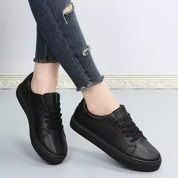 Модные черные туфли на плоской подошве из мягкой кожи, рабочие туфли для женщин, устойчивые к воздействию масел, нескользящие, удобные кроссовки, летняя обувь 35 чёрный