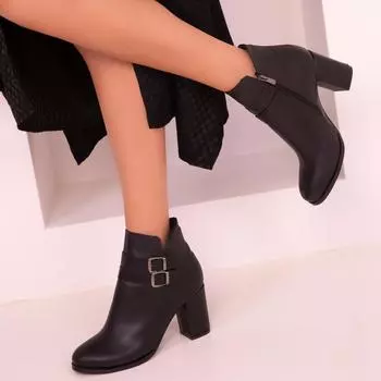 Модные черные женские сапоги и ботильоны