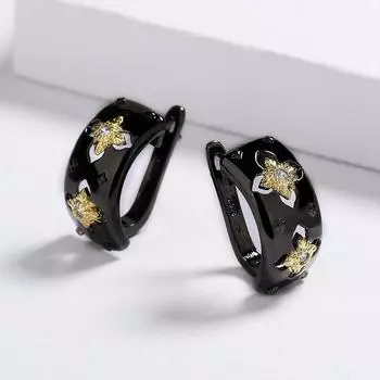 Модные черные золотые двухцветные украшения Серьги в форме креста Украшения в стиле панк Серьги-звезды Украшения из черного золота