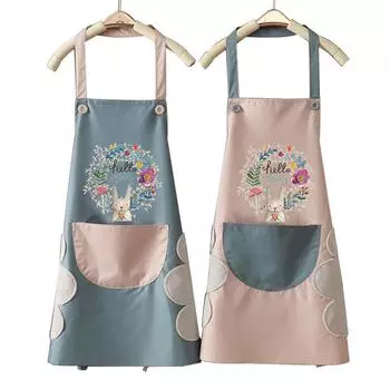 Модные чистые инструменты для кухни для мужчин и женщин, мода для готовки, водонепроницаемый домашний фартук для шеф-повара с кроликом, фартук для барбекю с большим карманом, антигрязный фартук для выпечки Blue/Deer