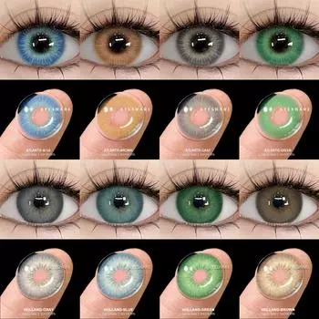 Модные цветные контактные линзы для глаз Синие контактные линзы Коричневые линзы Серые зрачки Ежегодно Косметические зеленые контактные линзы Ежегодно