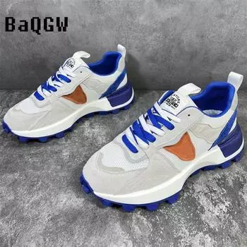 Модные цветные кроссовки на толстой подошве для мужчин, кроссовки для бега, повседневные, из кожи и ткани, дышащие, с увеличенной высотой, на платформе, спортивная обувь 38