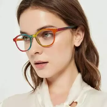 Модные цветные овальные очки в маленькой оправе, модные универсальные очки для мужчин и женщин с защитой от синего света, подходящие для ежедневного чтения и поездок на работу и обратно чёрный