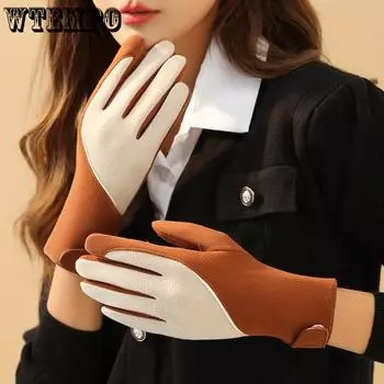 Модные цветные перчатки с пятью пальцами для сенсорных экранов, бархатные и удобные, теплые, для женщин, водителей и велосипедистов one size хаки