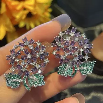 Модные цветные серьги с цыганским цветком из циркония, серьги с микроинкрустацией, модные ювелирные изделия розовый