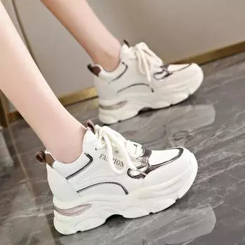 Модные цветные туфли для пап 2024 года, повседневные женские кроссовки на толстой подошве из вулканизированной кожи, кроссовки на платформе Zapatos Mujer 35 абрикосовый