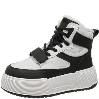 Модные цветные туфли для папы для женщин, новый зимний стиль, бархатные толстые подошвы, увеличенная высота, хлопковые туфли, высокие повседневные кроссовки 34 красный